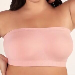 Truekind Convertible Strapless Bandeau Bra Women Large Rose Tan Stretch Wireless
